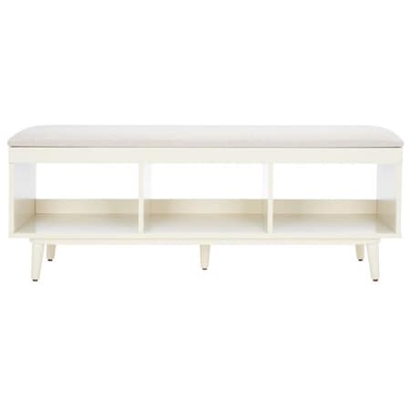Safavieh Cricket Open Shelf Bench with Cushion, Creme & Creme BCH5000E